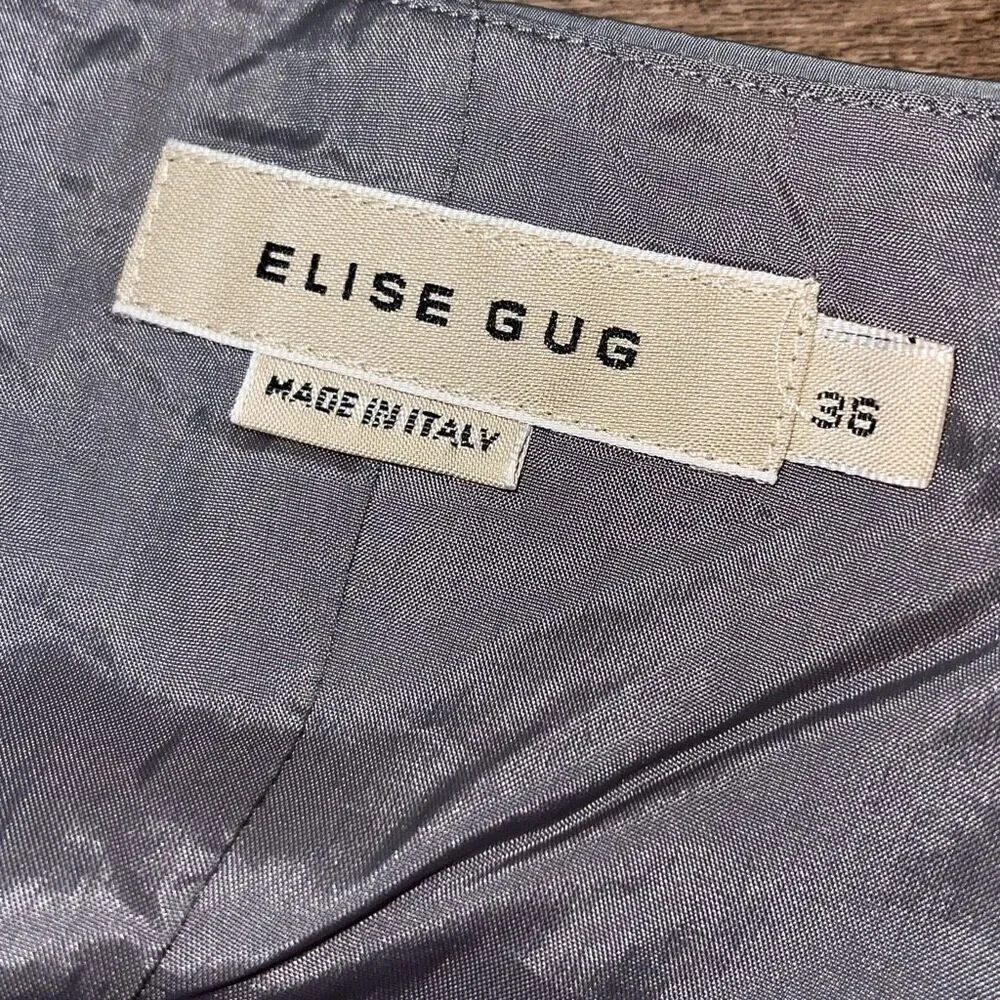Elise Gug‎ Womens Spaghetti Strap Back Slit Lined Maxi Dress Gray Size 36
